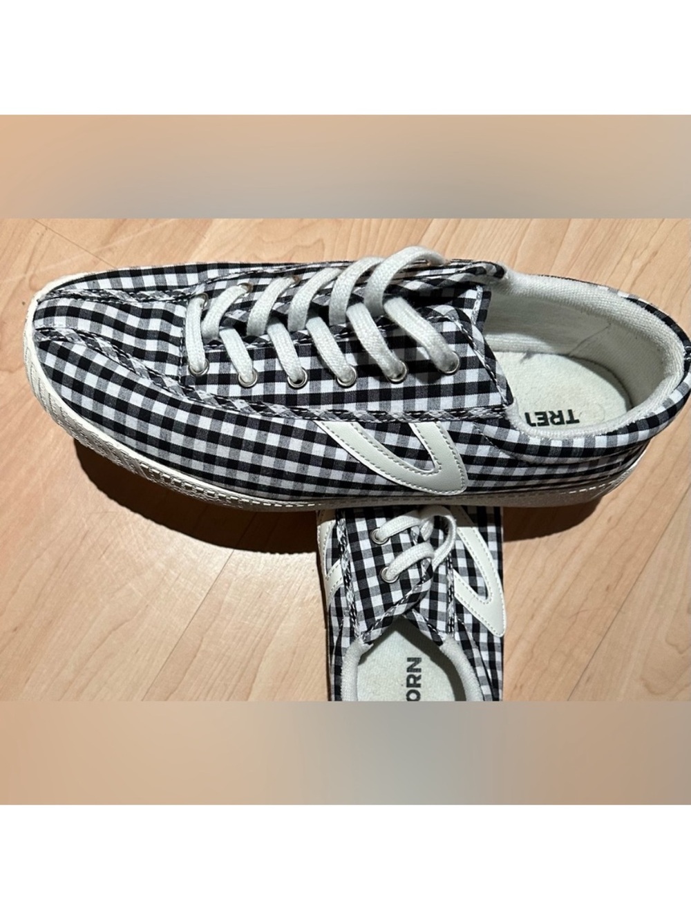 Tretorn Black & White Gingham Lace-Up Sneakers